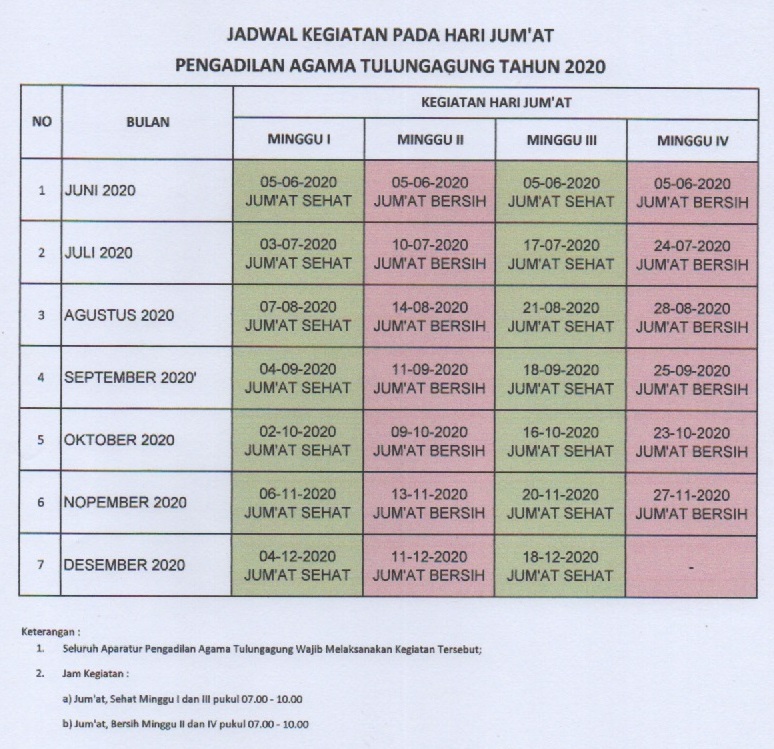 jadwal senam dan bersih2