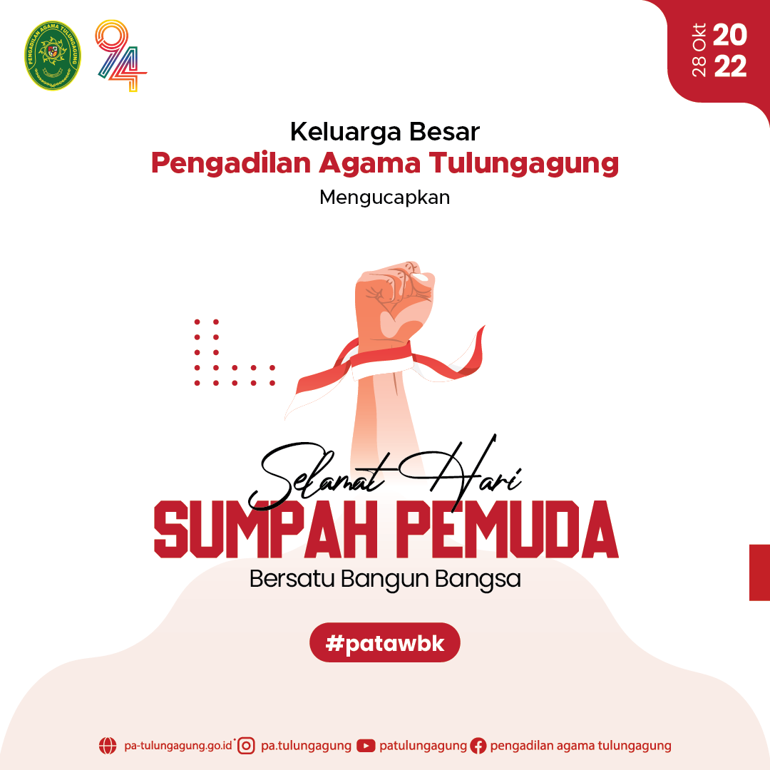 Ucapan Hari Sumpah Pemuda Dari PA Tulungagung | Jum'at, 28 Oktober 2022